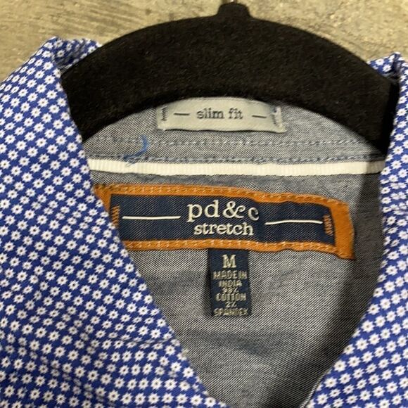 PD&C Blue Printed Slim Fit S/S  Button Down - Picture 4 of 8